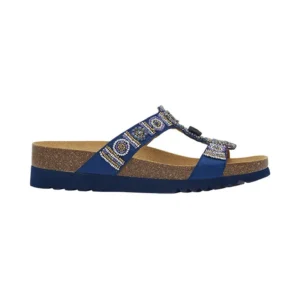 Scholl New Bogota' Wedge Satin+beads W Navy Blue/multi  N. 38
