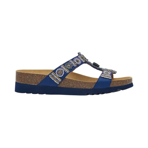 Scholl New Bogota’ Wedge Satin+beads W Navy Blue/multi N. 41