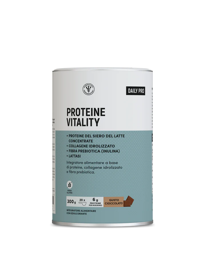 PROTEINE VITALITY Supporto quotidiano, Gusto Cioccolato + Barretta Proteica 34% in OMAGGIO